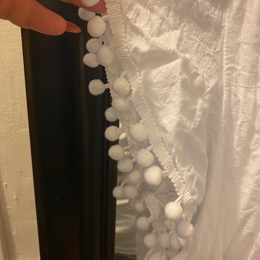 Linen Pom Pom peplum top